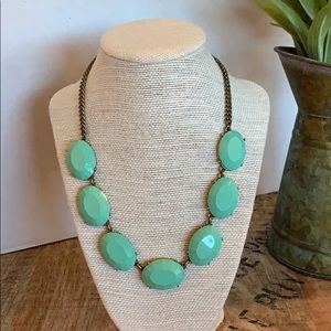 J.Crew Aqua Resin and Antique Gold Necklace